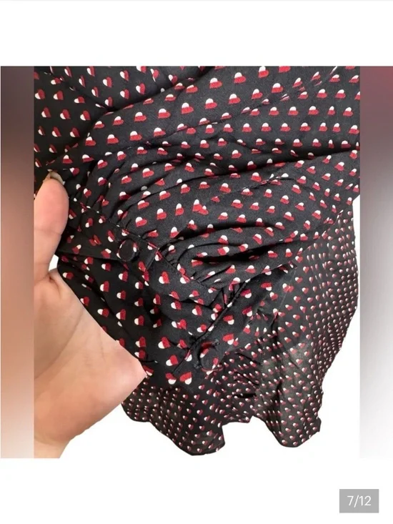 FRAME 100% Silk Black Heart Print Grace Blouse - Picture 5 of 5